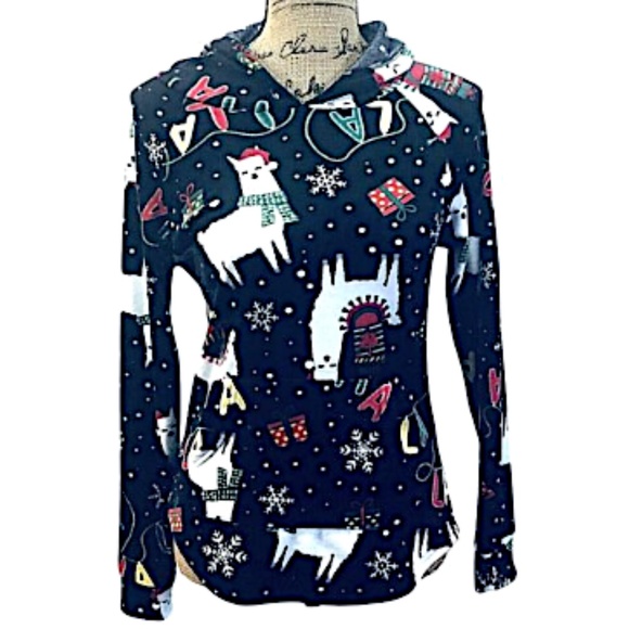 Llama Pajama Top Hoodie Size Small 3-5 Junior Girl Hood Long Sleeve - Picture 2 of 14